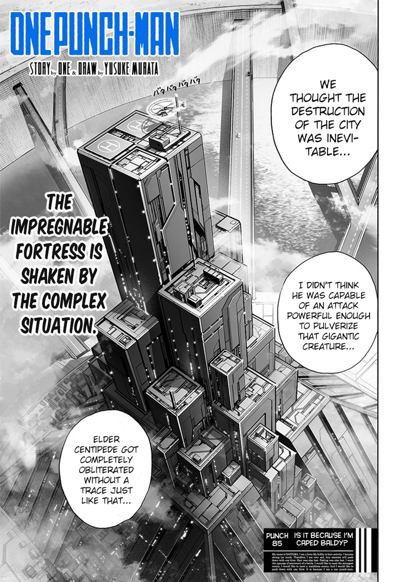 One Punch Man Manga Chapter 85 page 1 - Is it Because I'm Caped Baldy?